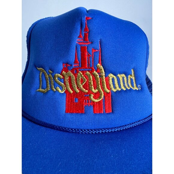 Disneyland Vintage Blue & Gold Trucker Hat With Adjustable Snapback - Picture 2 of 16